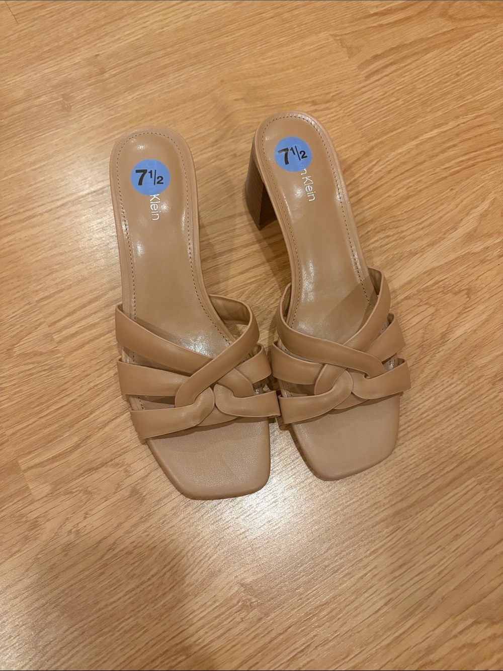 Calvin Klein Tan Knot-Front Block Heel Sandals - Women